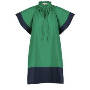 Pearl by Lela Rose Cotton Poplin Flutter Sleeve Tunic Dress - Parakeet - Size L